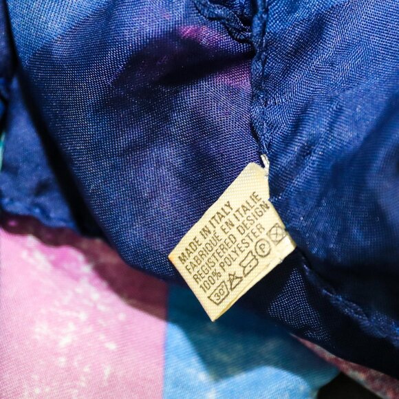 Vintage 80s Print Scarf Retro Abstract Pattern Boho Chic Wrap Summer Shawl Top - Picture 6 of 6